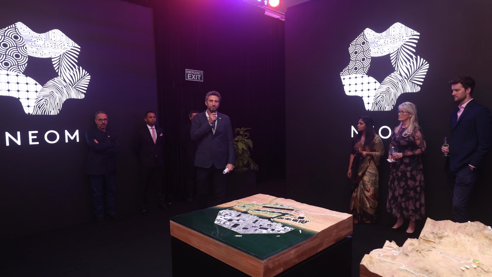 NEOM Brand Activation - Traditional Indian crafts displayed alongside futuristic technology exhibits