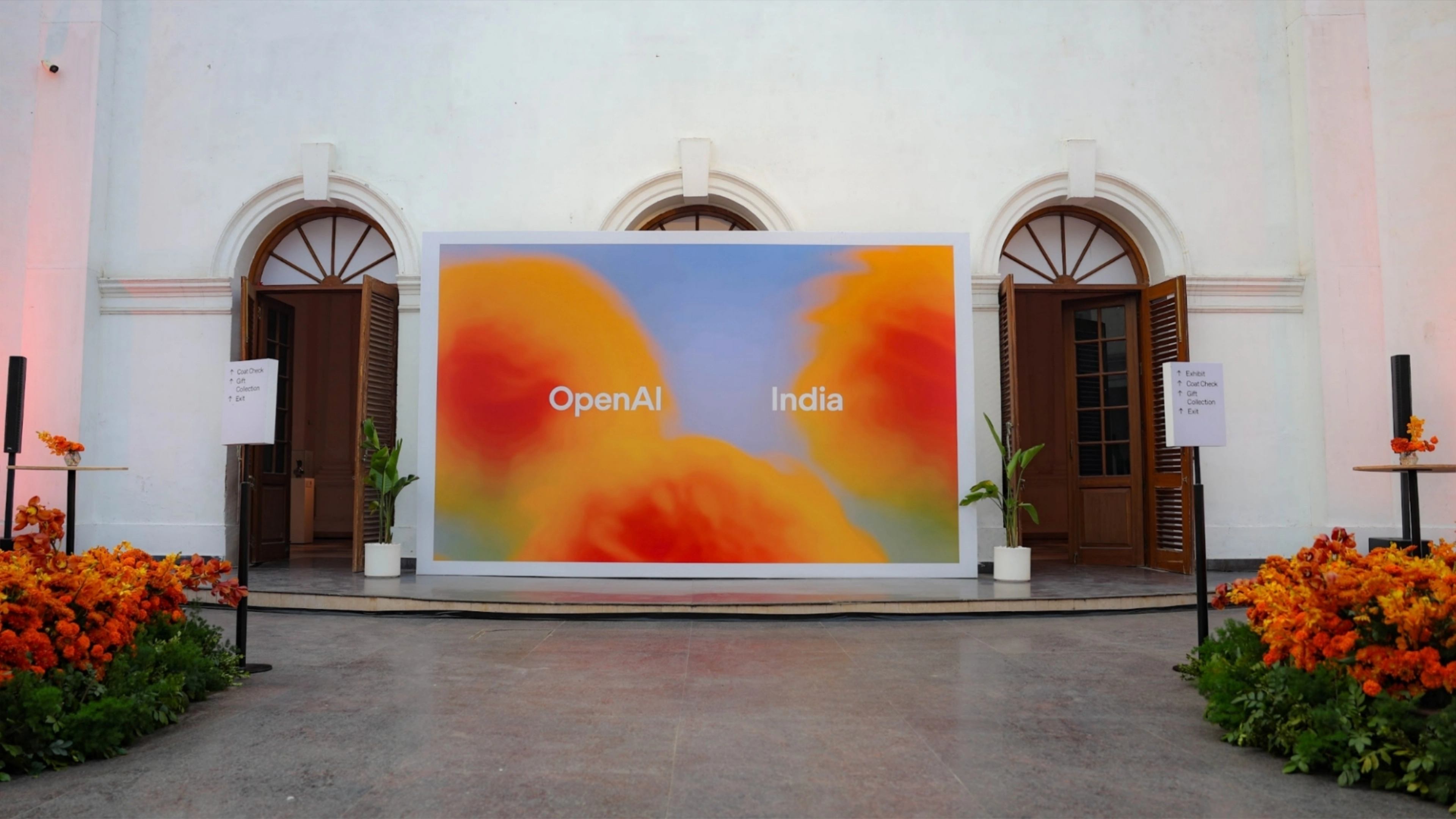 OpenAI India Tour - Elegant dining setup with traditional Indian tablescapes and modern centerpieces