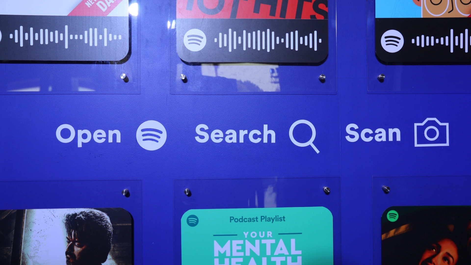 Spotify Sparks - Traditional Indian crafts displayed alongside futuristic technology exhibits
