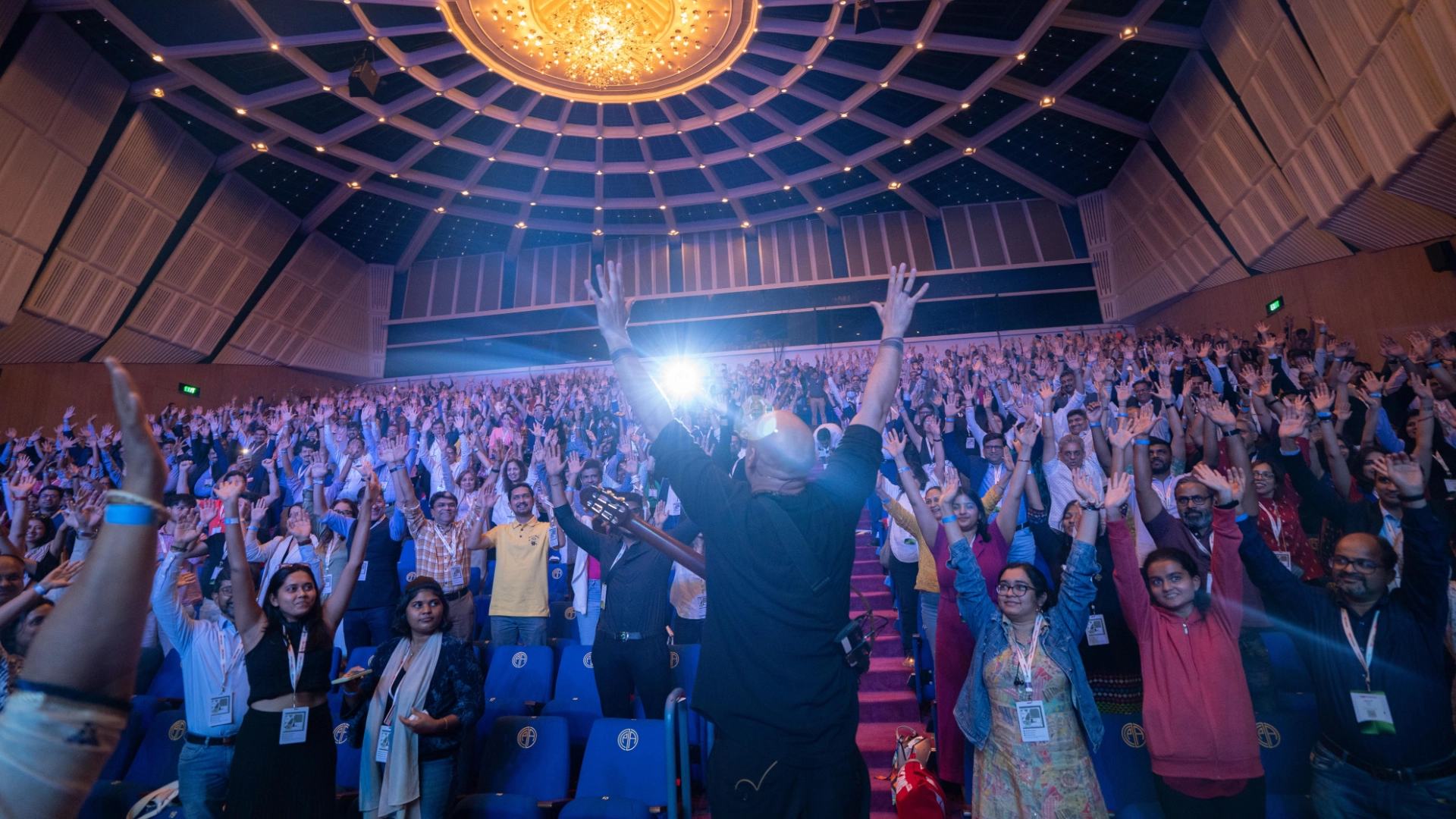 TEDxGateway - Closing ceremony with Sam Altman and Indian technology leaders shaking hands
