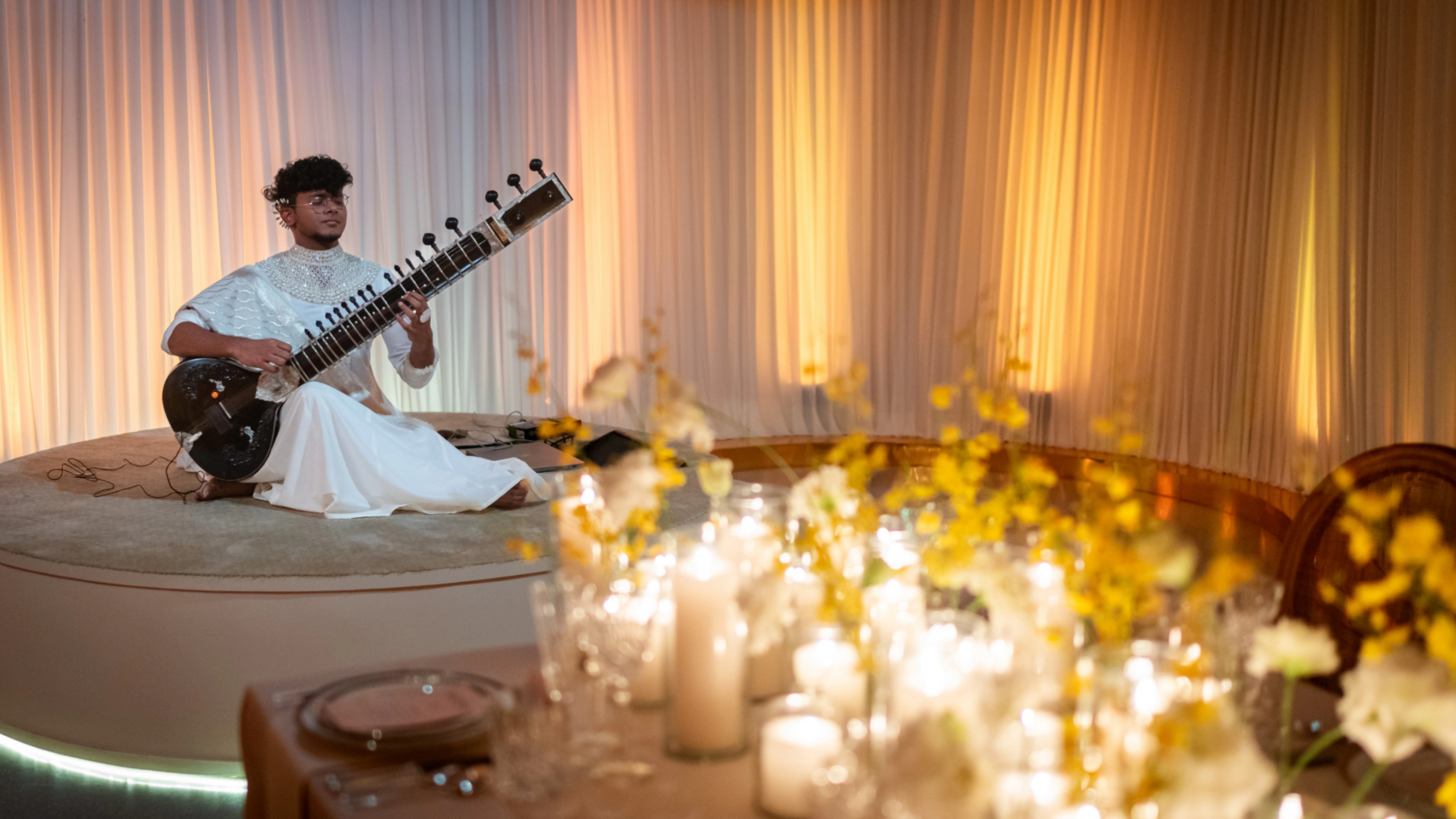 Valentino Diwali Dinner - Final tablescape view with all decorative elements